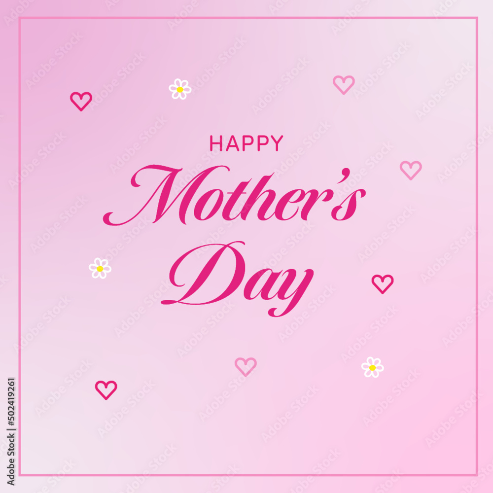 Card mother's day, pink, flower, hearts and happy
