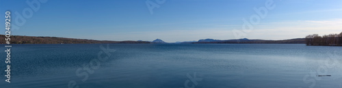 panoramic Memphremagog lake water landscape Estrie Eastern Townships Magog Quebec Canada