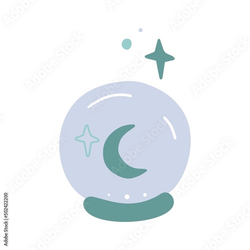 Mystical ball with moon and stars.