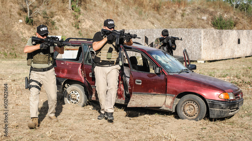 Anti-Terrorist unit exercise. Securing vehicles and rescuing hostages © guruXOX