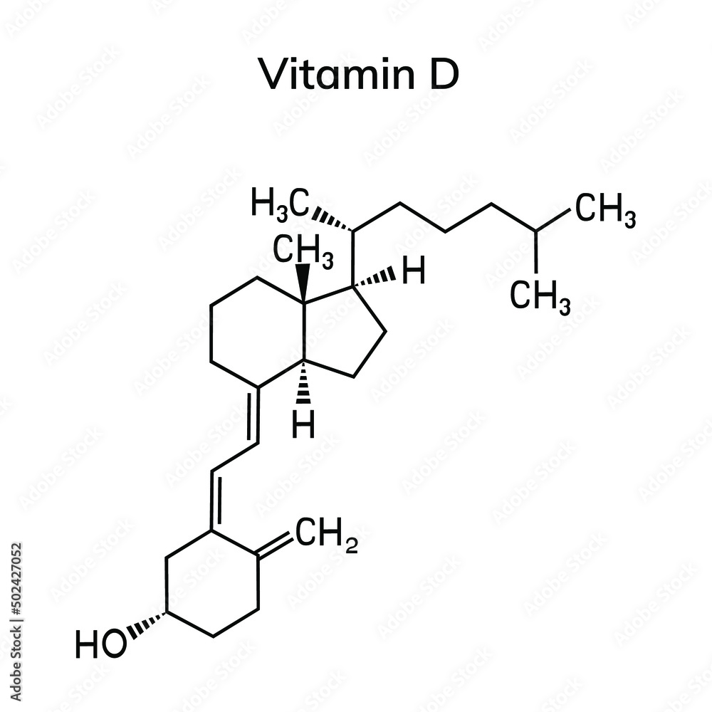 Obraz premium Structural formula of vitamin D on a white background 