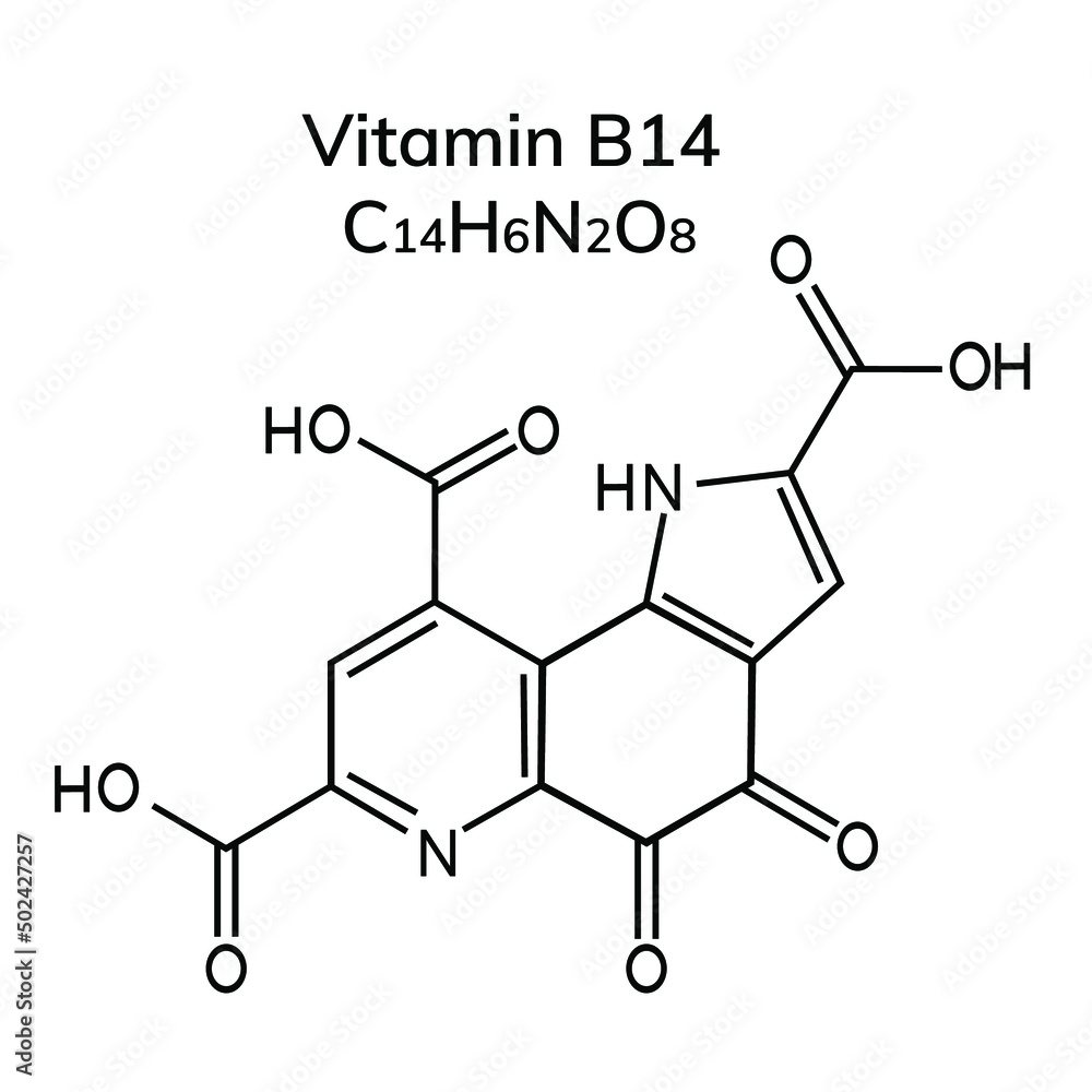 Structural formula of vitamin B14 on a white background
Structural formula of vitamin B14 on a white background