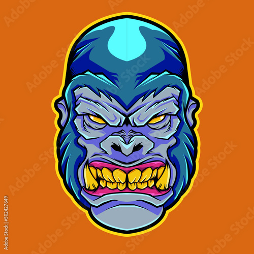 Psychedelic Gorilla simio vector isolated on a colorful background