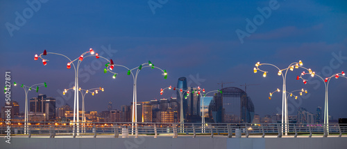 Photographie Colored lanterns on the boulevard. Baku. Azerbaijan.