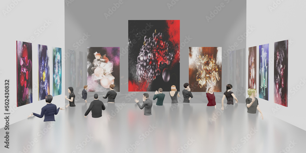 © nana - Metaverse world NFT Art Gallery Avatars and VR Glasses 3D Illustrations © nana - Metaverse world NFT Art Gallery Avatars and VR Glasses 3D Illustrations