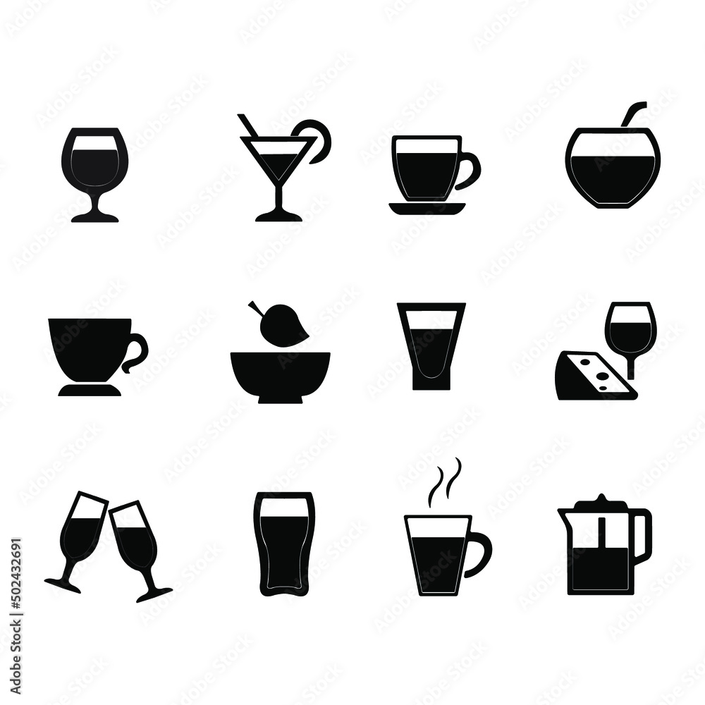 Silhouettes of a group of mugs and glasses
Silhouettes of a group of mugs and glasses
