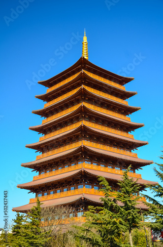 Vertical shot of a Pagoda in Gyeongju, South Korea photo