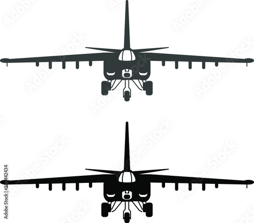 Su-25 Russian fighter-bomber aircraft icon drawing vector image.