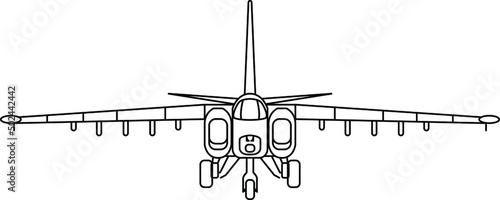 Su-25 Russian fighter-bomber aircraft icon drawing vector image.