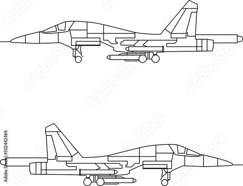 Su-34 Russian fighter-bomber aircraft icon vector image.