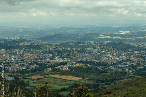 panoramic view of the city of Belo Horizonte at the top of the Serra do Rola Moça, State of Minas Gerais, Brazil