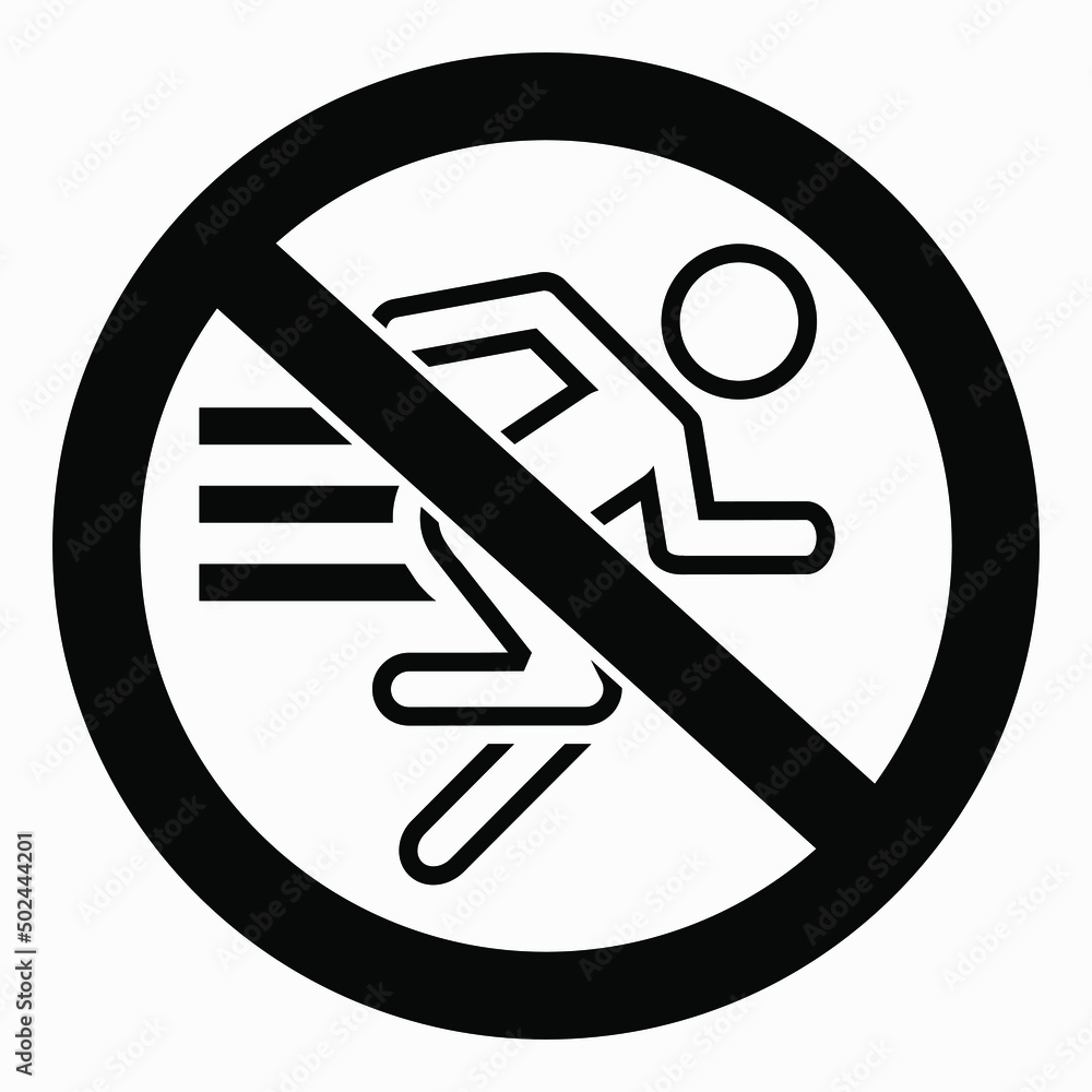 Icon do not walk. Movement Prohibition. Pedestrian to stand. Do not cross. Not to run. Walk carefully. Vector icon. Icon do not walk. Movement Prohibition. Pedestrian to stand. Do not cross. Not to run. Walk carefully. Vector icon.
