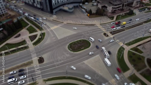 Wallpaper Mural Time-lapse of city traffic roundabout. Aerial view of the intersection of highways Torontodigital.ca