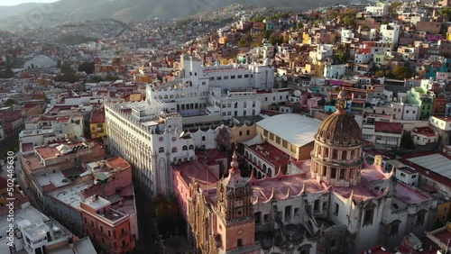 Guanajuato City, Mexico, aerial view of historical buildings. Temple os San Felipe and University of Guanajuato photo
