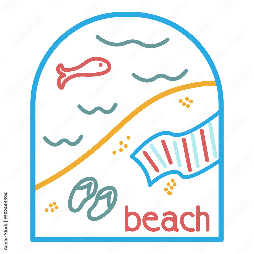 Summer logo in linear style on a white background.