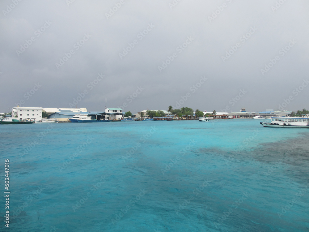 Maldives. Paradise corner. Turquoise ocean, sunny weather, fresh air.