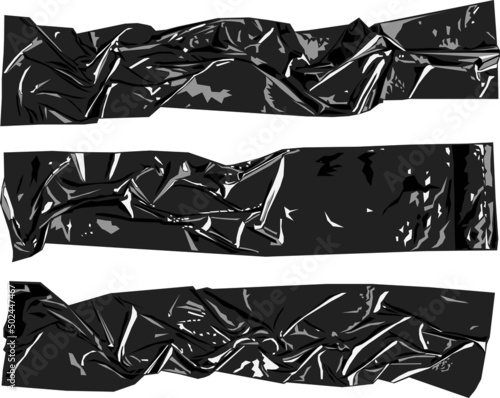 Wide black ribbon with small wrinkles of various shapes
