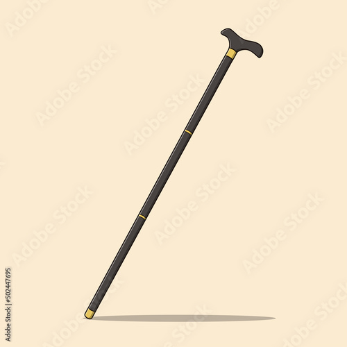 Gentleman Cane Vector Icon Illustration. Accessories Vector. Flat Cartoon Style Suitable for Web Landing Page, Banner, Flyer, Sticker, Wallpaper, Background