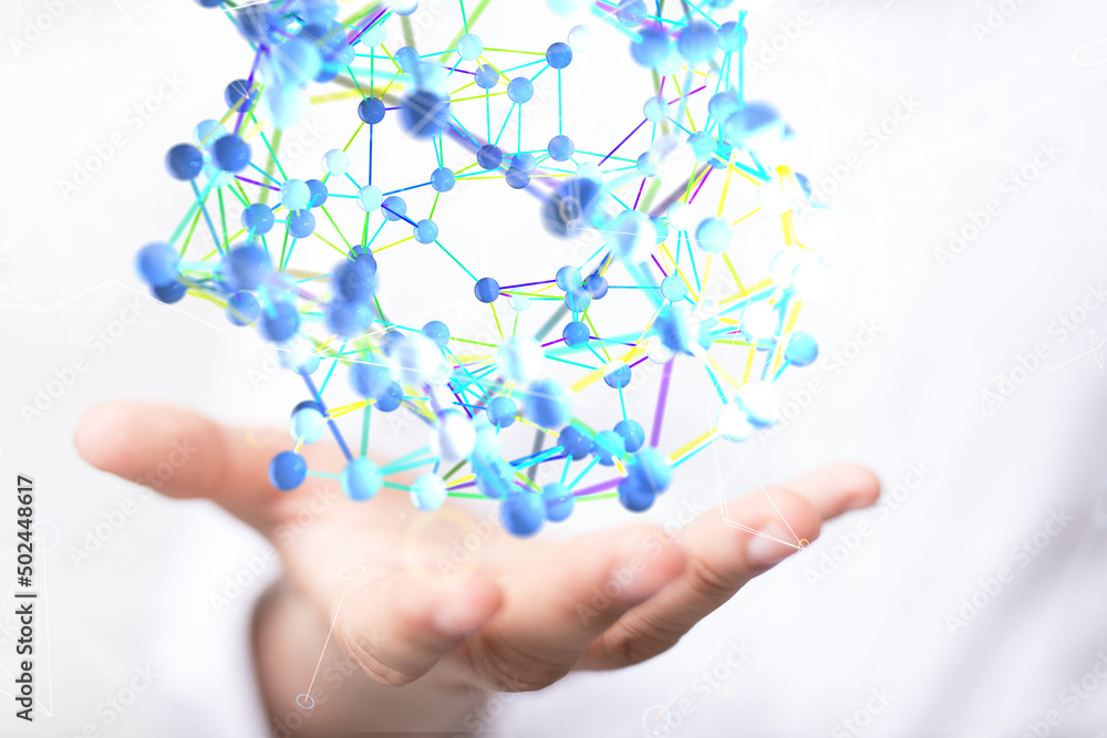 Neural network concept. Connected cells with links. Neural network concept. Connected cells with links.