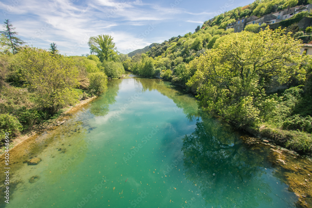 rivière la Vidourle dans le Gard en Occitanie en France