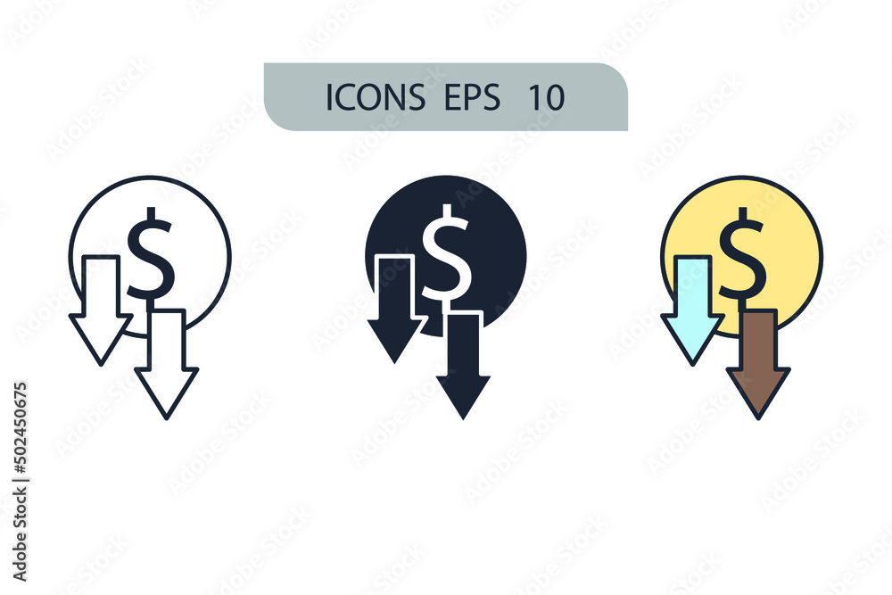 currency crisis icons symbol vector elements for infographic web currency crisis icons symbol vector elements for infographic web