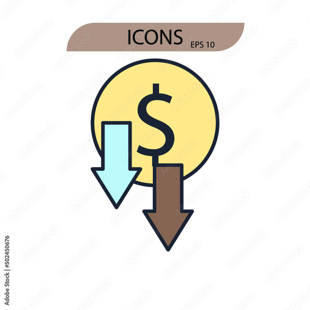 currency crisis icons symbol vector elements for infographic web currency crisis icons symbol vector elements for infographic web
