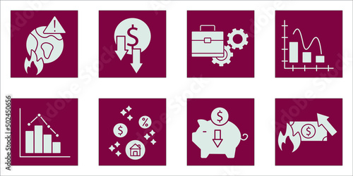 economic crisis icons set . economic crisis pack symbol vector elements for infographic web