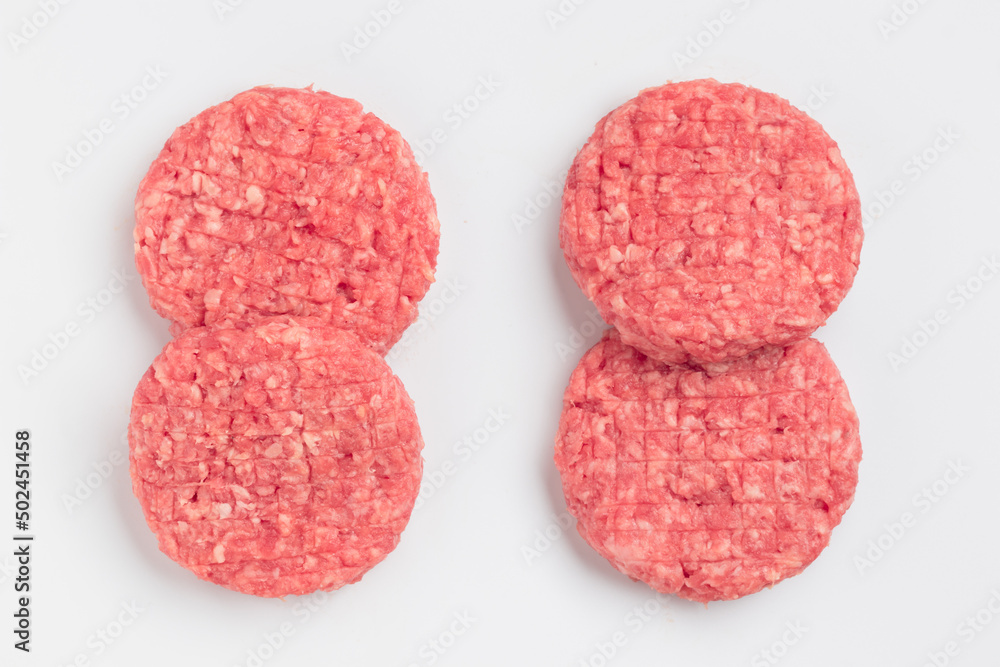 Burger patties, ready to fry, meat cutlets Burger patties, ready to fry, meat cutlets