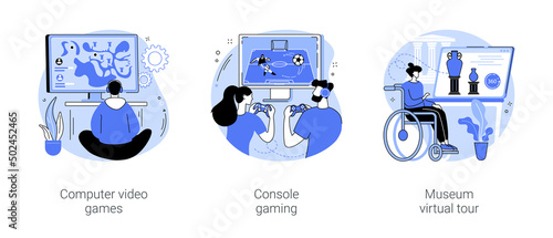 Non-immersive virtual reality isolated cartoon vector illustrations se