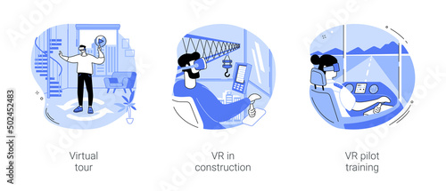 Semi-immersive virtual reality isolated cartoon vector illustrations se