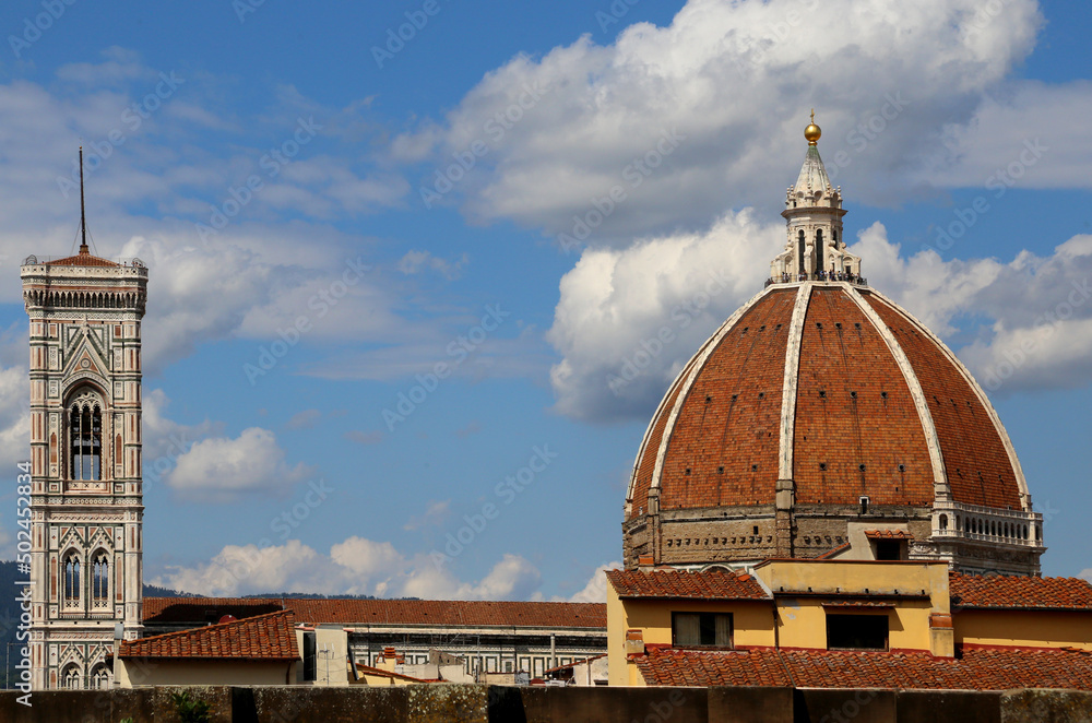 Big Dome of Brunelleschi Artist on the Cathedral of Florence city in Italy in Europe