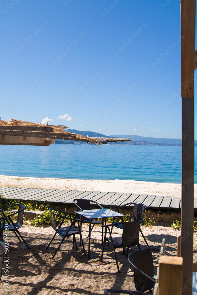 summer beach bar, galicia, spain