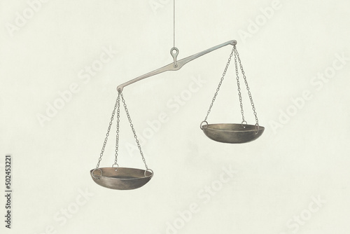 Illustration of balance minimal concept, scales of justice