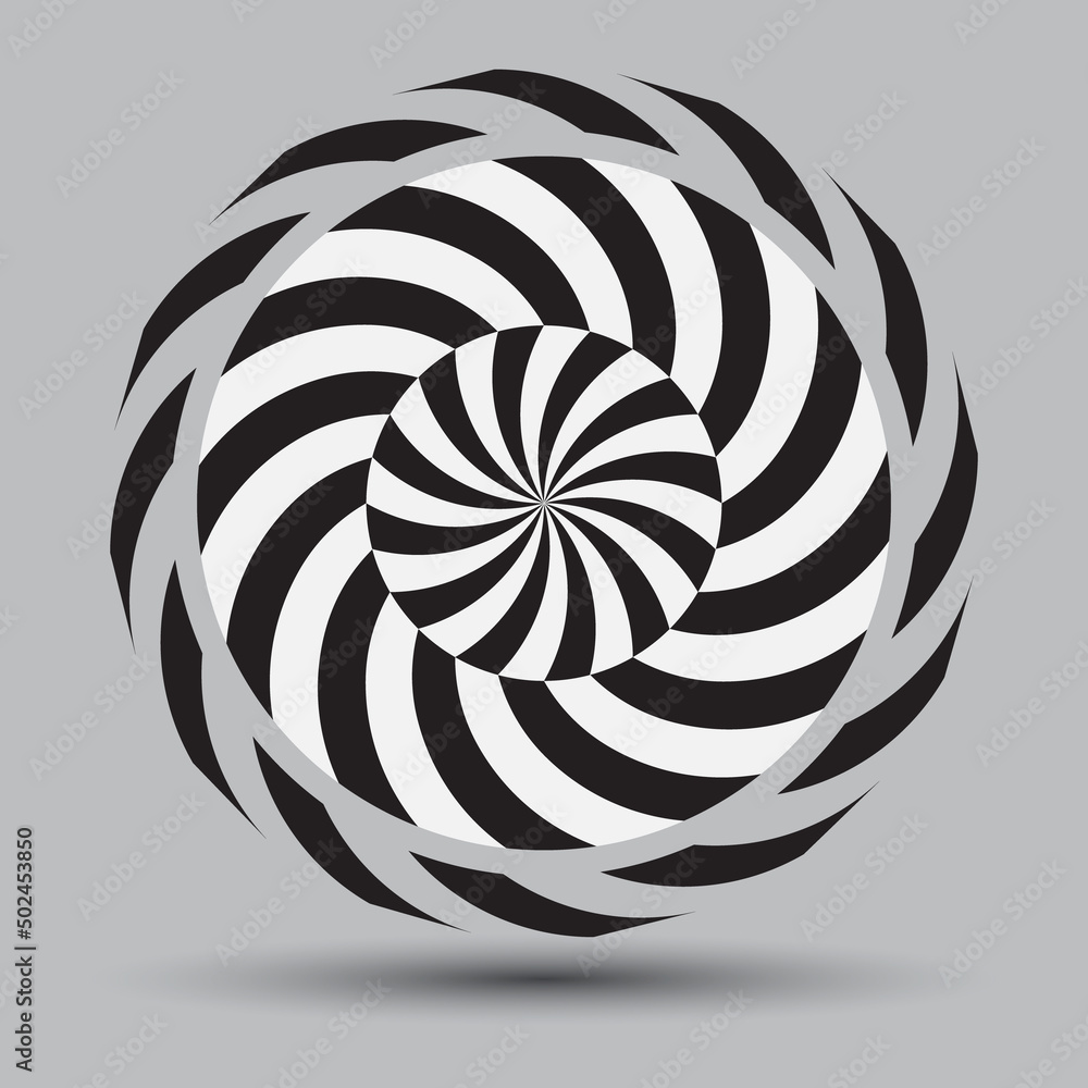 Abstract background with swirl lines. Rotation black and white distorted elements as logo or icon. Abstract background with swirl lines. Rotation black and white distorted elements as logo or icon.