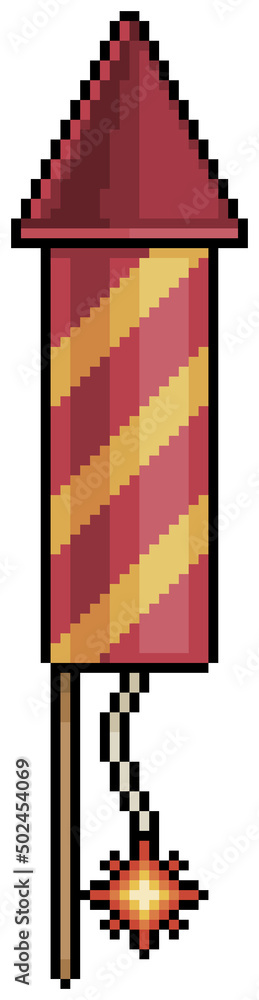 Fototapeta premium Pixel art fireworks for festa junina and new year vector icon for 8bit game on white background 