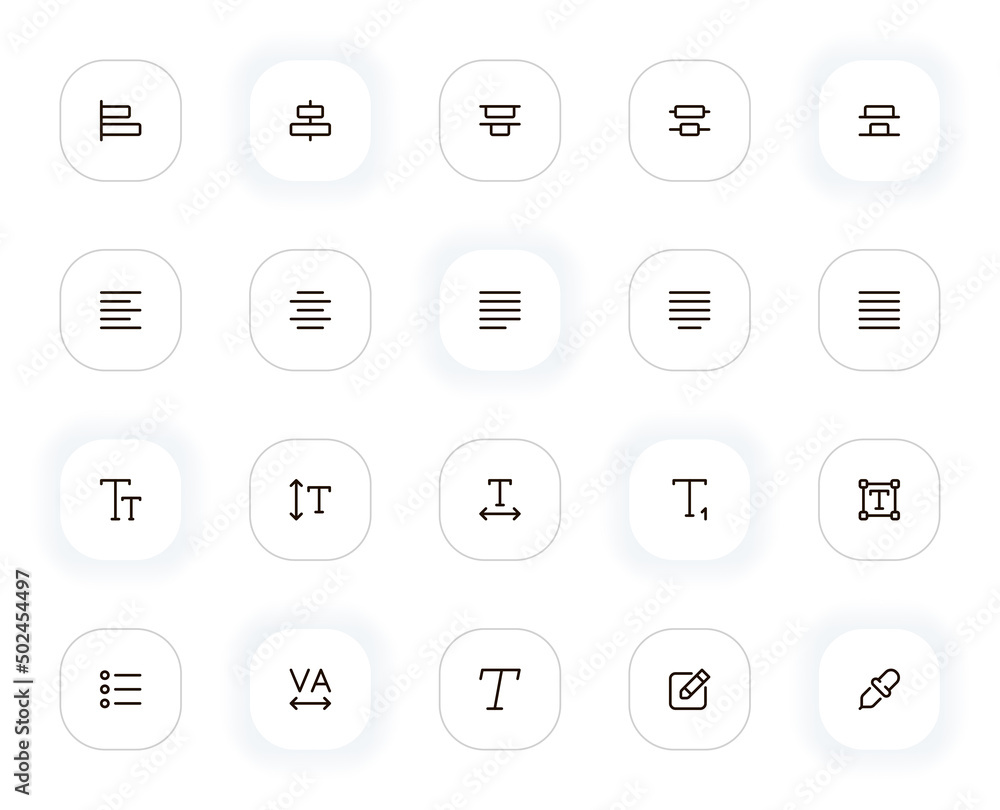 Vecteur Stock Type, paragraph and character line icons set. Text editing,  alignment, format and other buttons. Vector outline pictograms for web and  ui, ux mobile app design. Editable Stroke. 24x24 Pixel Perfect.