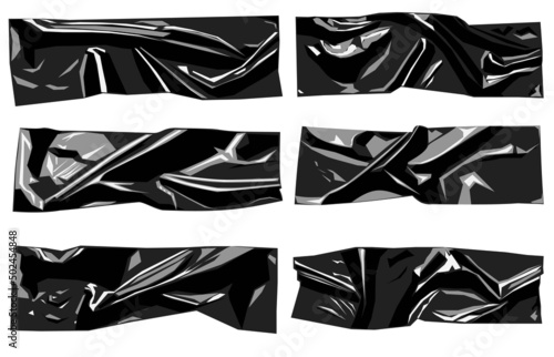 A set of pieces of ribbon with highlights in different shades