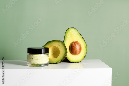 Cream jar with avocado