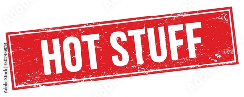 Foto HOT STUFF text on red grungy rectangle stamp.