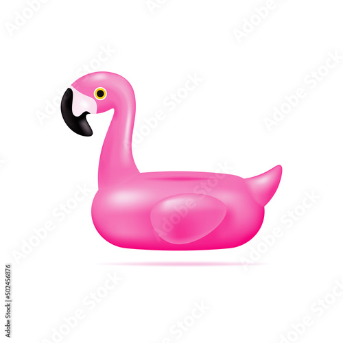 Inflatable Pink Flamingo for swimming. Vector isolated illustration in cartoon 3D minimal style