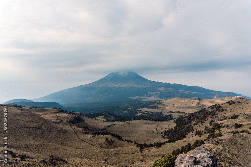 Popocatepetl volcano, as viewed from high on neighboring Iztaccihuatl