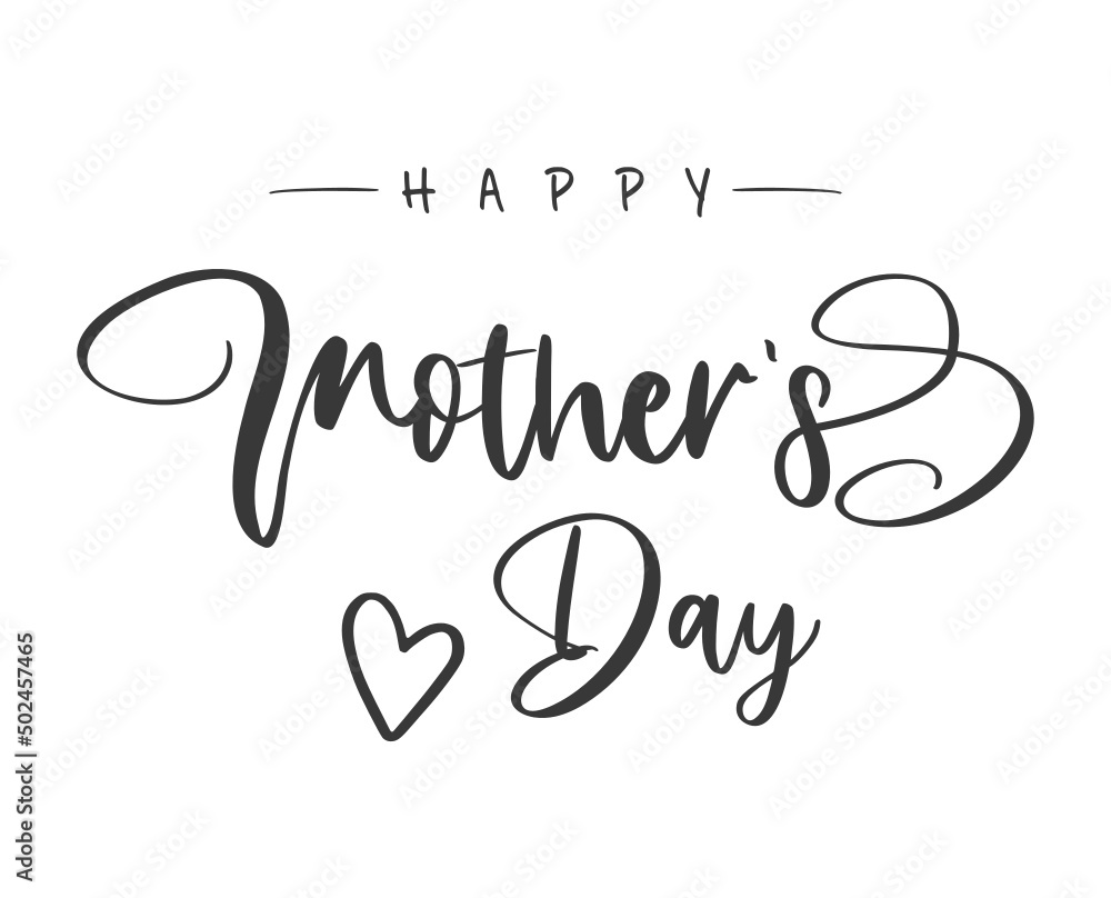 Happy mother's Day lettering with heart. Vector illustration	
