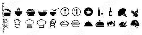 Menu vector icon set. kitchen illustration symbol collection. cooking sign. restaurant logo.