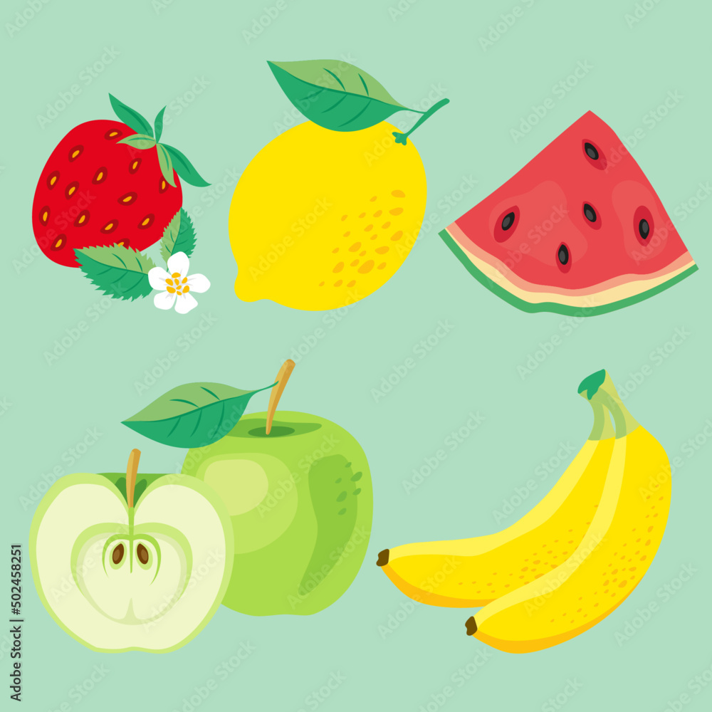 fruits berries vegetables set food fruits berries vegetables set food