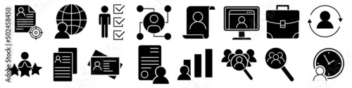 Head hunting icon vector set. HR illustration sign collection. job search symbol or logo.