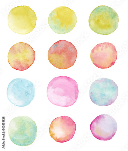 watercolor circles vector background, stickers, notes simple set, template