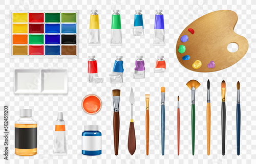 Painter Tools Realistic Transparent Set
