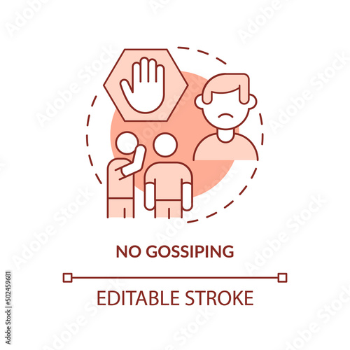 No gossiping red concept icon. Do not spread rumors. Social etiquette abstract idea thin line illustration. Isolated outline drawing. Editable stroke. Arial, Myriad Pro-Bold fonts used