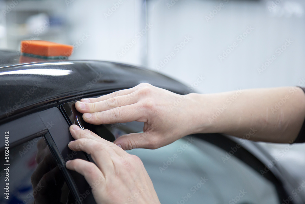 Deflectors for side Windows of the car.Car accessory. Additional equipment.