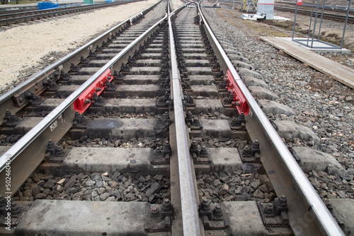 Railway.Rails and sleepers.Traveling by rail.Shipping by rail.